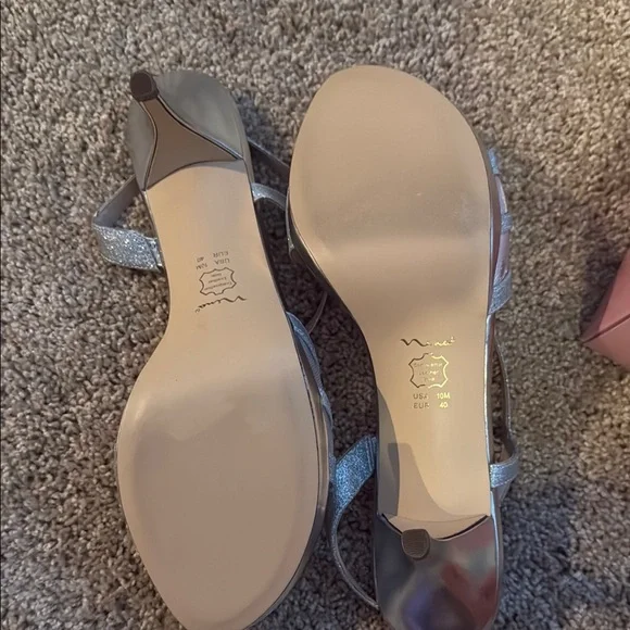 Nina Nelda YG Silver Strappy Heels for Special Occasions - Picture 3 of 5